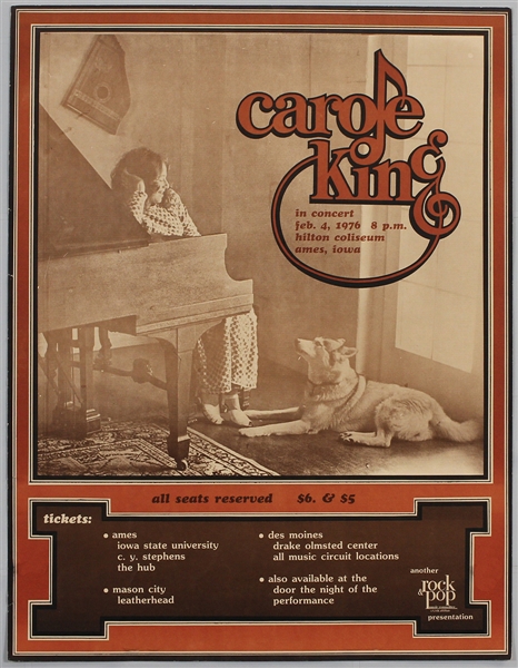 Carole King Original 1976 Concert Poster