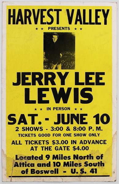 Jerry Lee Lewis Original Concert Poster