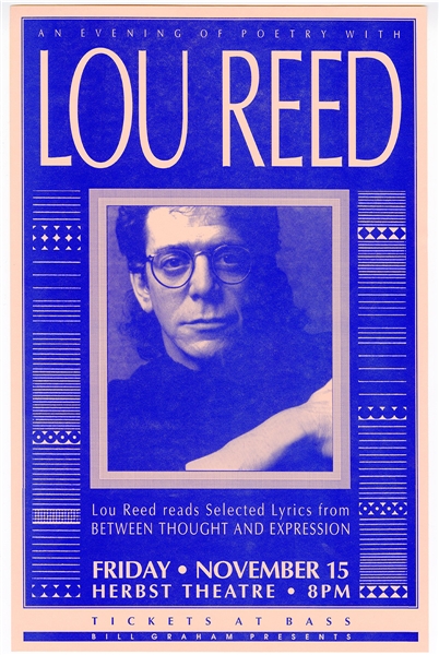 Lou Reed Original Poetry Reading Concert Poster