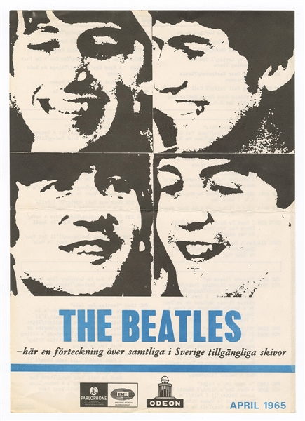 Beatles 1965 Parlophone Swedish Record Catalog Flyer