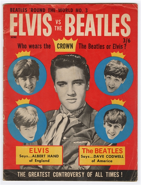 "Elvis vs. The Beatles" Original 1965 Beatles Round The World Magazine