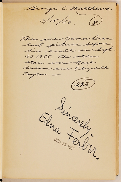 Edna Ferber Signed "Giant" Hard Cover Book