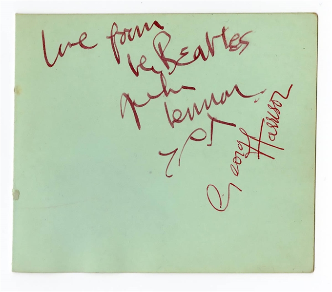 John Lennon and George Harrison Signed Autograph Album Page Authenticated by Frank Caiazzo