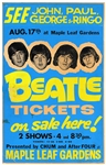 The Beatles Extremely Rare, Original One-of-a-Kind Original 1966 Toronto Maple Leaf Gardens Concert Poster