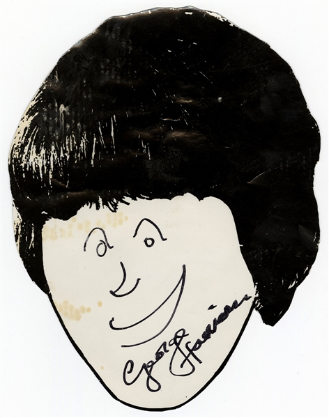George Harrison Original 1965 Hand-Drawn and Signed Picture From Tour Plane Landing In New York
