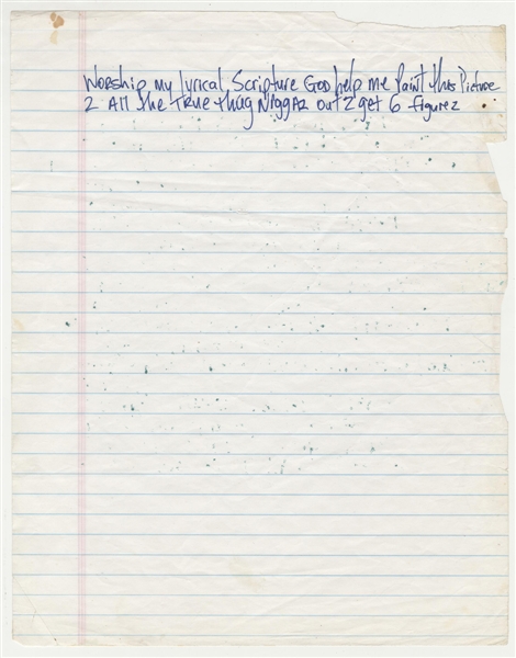 Tupac Shakur 4 Bar Hook Handwritten Lyrics