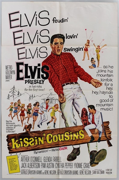 Elvis Presley 27 x 41 Original "Kissin Cousins" Movie Poster
