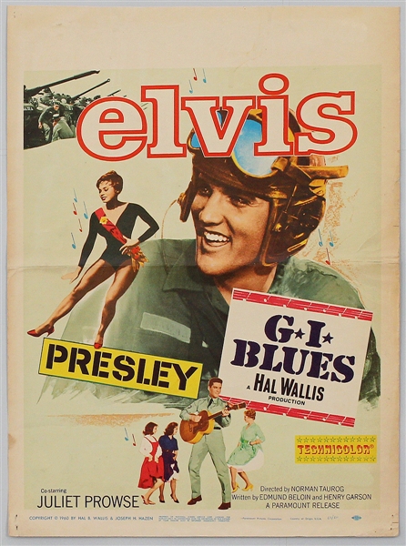 Elvis Presley 14 x 19 Original "G.I. Blues" Movie Mini-Poster