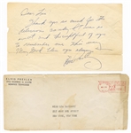 Elvis Presley Original 1960 Secretarial Signed and Handwritten Letter to a Fan with Post-Dated Envelope
