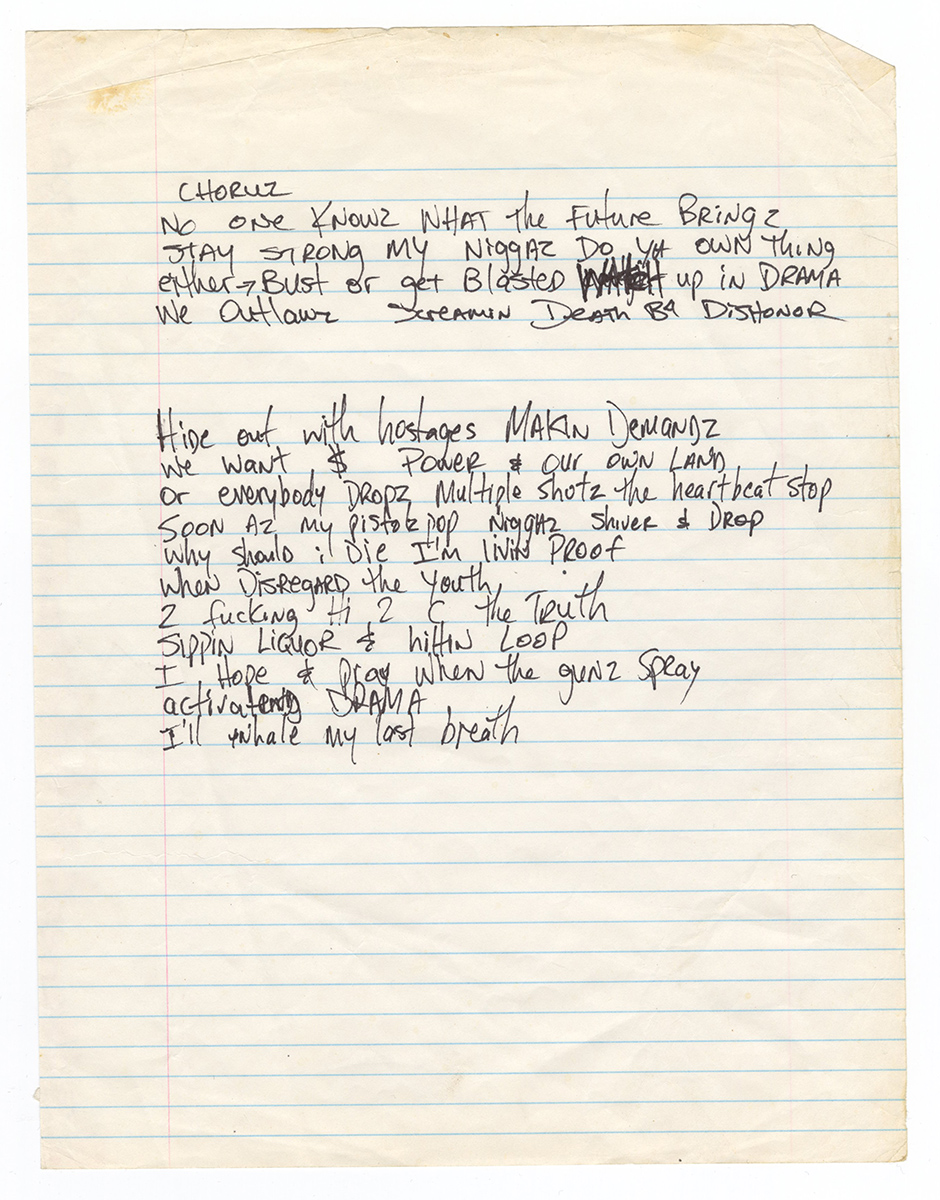 California Love (Unused Verse) - Tupac's Handwritten Lyrics 