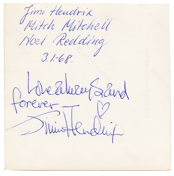 Jimi Hendrix 1968 Signed Jimi Hendrix Experience Original Kodak Snapshot Photograph