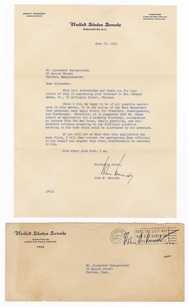 Senator John F. Kennedy Signed Typewritten Letter JSA LOA   