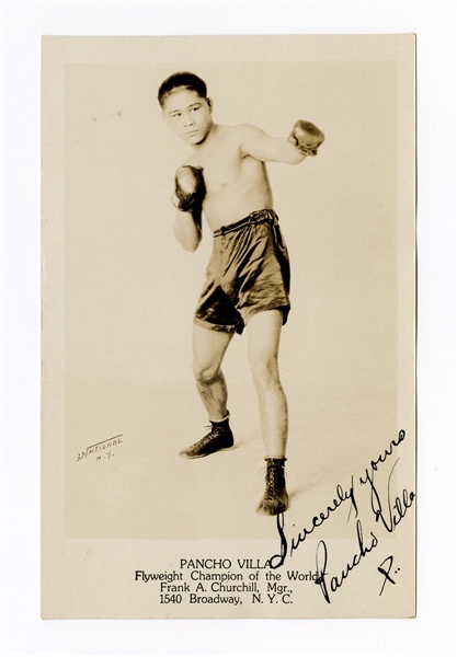 Pancho Villa (Francisco Guilledo) d. 1925 Flyweight Champion Exceptional Signed RPPC JSA LOA   