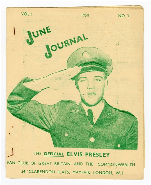 Elvis Presley 1958 Official Great Britain Fan Club Magazine "June Journal"
