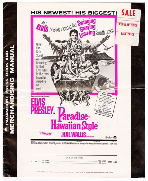 Elvis Presley Original "Paradise, Hawaiian Style" Paramount Pictures Press Book and Merchandising Manual 