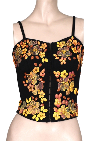 Miley Cyrus "Hannah Montana" Screen Worn Black Bustier with Orange Flowers