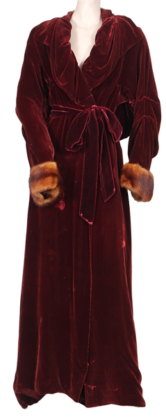 Lady Gaga: The Countess “American Horror Story: Hotel” Screen Worn Wine Velvet and Fur Robe