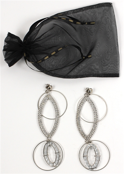 Lady Gaga “ Jazz and Piano” Stage Worn Laruicci Large Dangling Silver and Rhinestone Costume Earrings