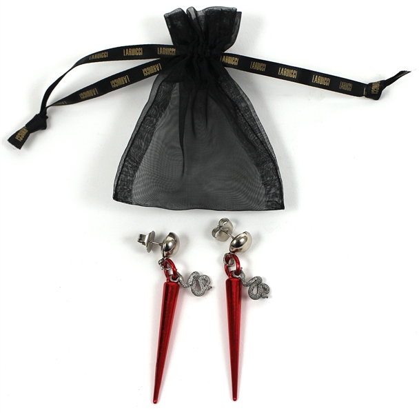 Lady Gaga "Enigma Show" Promotional Event Worn Laruicci Costume "Snake Hips" Red Spike Earrings 