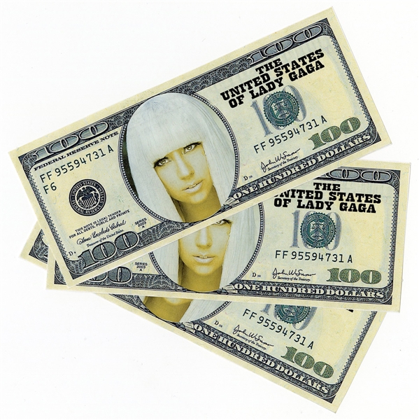 Lady Gaga Promotional Faux 100 Dollar Bills (3)