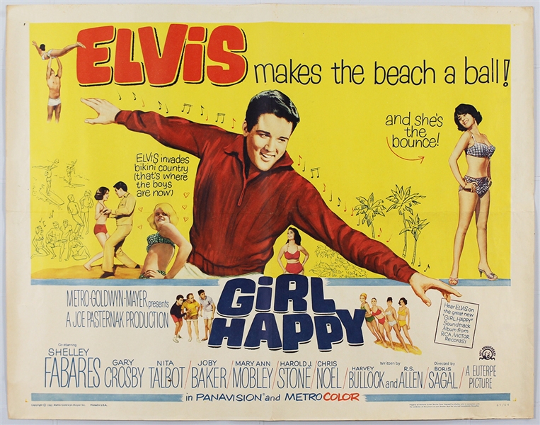 Elvis Presley "Girl Happy" Original Half-Sheet Movie Poster