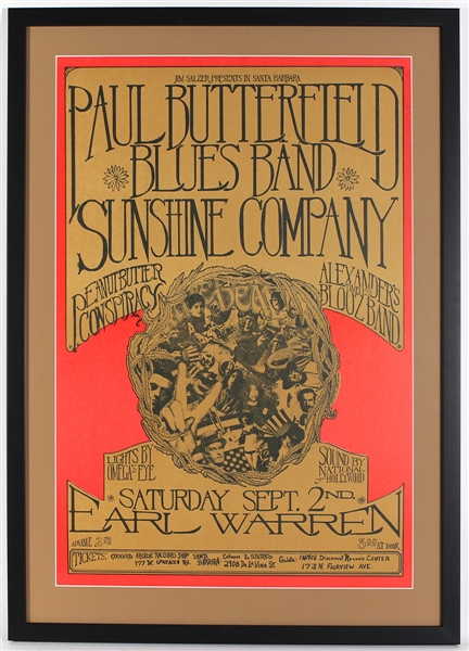 Paul Butterfield Blues Band Original 1968 Earl Warren Showgrounds Concert Poster