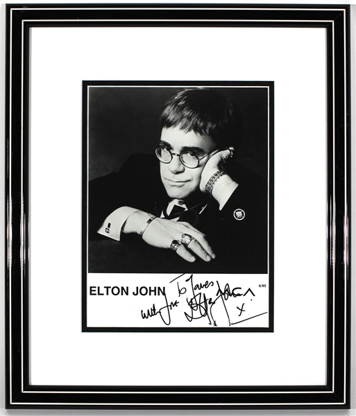 Elton John Signed & Inscribed Photograph