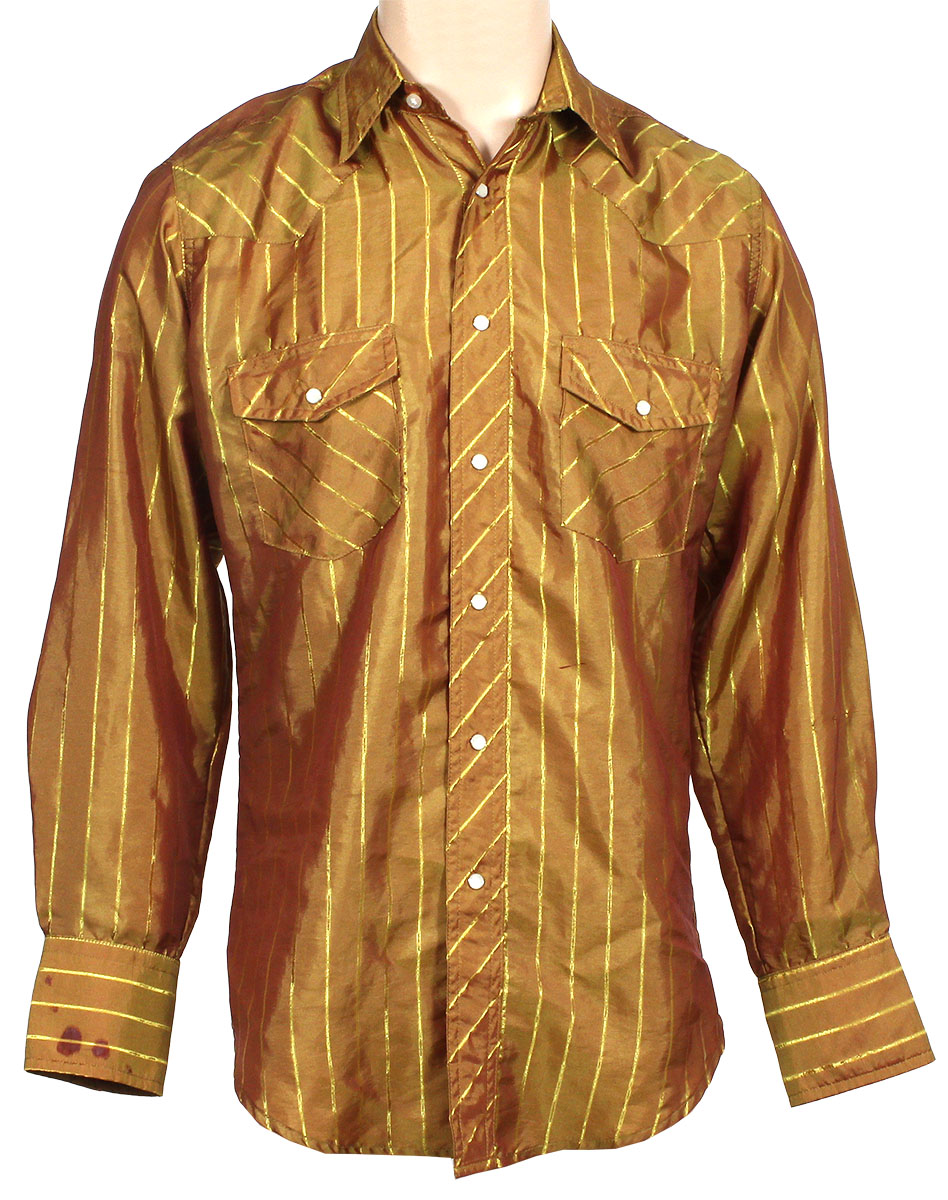 Lot Detail - John Denver Owned & Worn Gold Striped Wrangler Western Shirt
