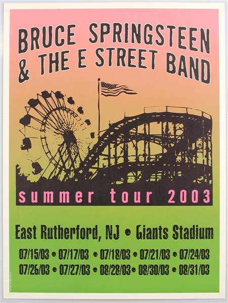 Bruce Springsteen & The E Street Band Original 2003 Summer Tour Giants Stadium Concert Poster