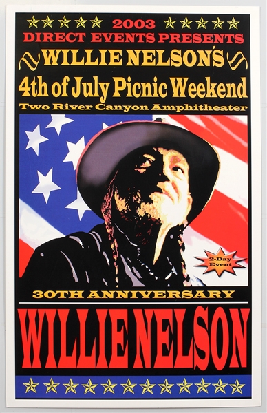 Willie Nelson Original 2003 4th of July Picnic Weekend Concert Poster