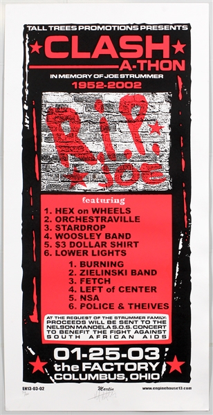 Clash-A-Thon "R.I.P. Joe" Joe Strummer Memorial Concert Limited Edition Poster Signed by the Artist