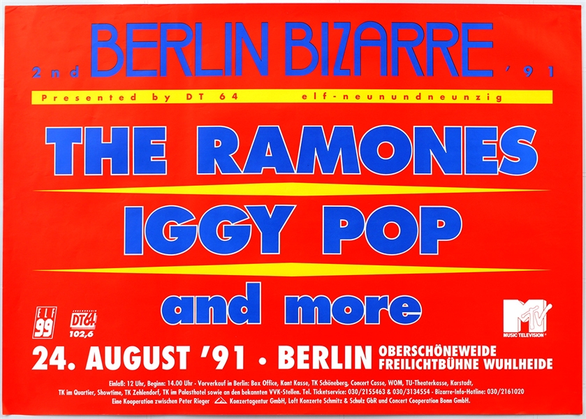 The Ramones and Iggy Pop Original 1991 German Concert Poster