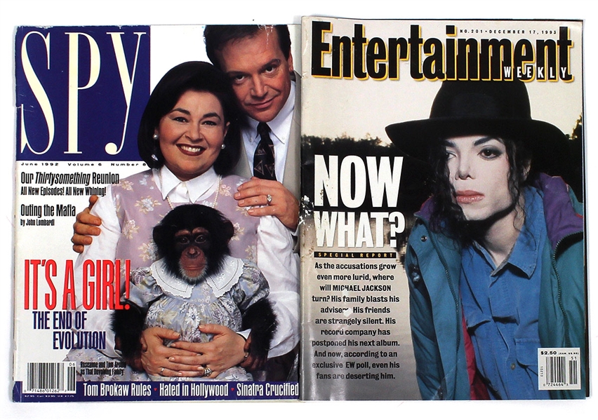 Michael Jackson Personally Owned Entertainment Weekly Magazine and Spy Magazine with Roseanne Barr