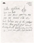 Michael Jackson Personally Owned Original Fax of His Handwritten Letter Proclaiming His Innocence