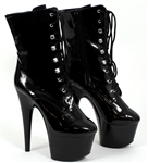 Lady Gaga Worn Black Patent Leather Lace-Up Boots