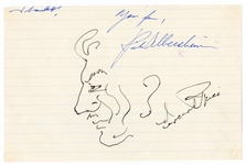 Vincent Price Signed Self-Portrait Sketch JSA LOA
