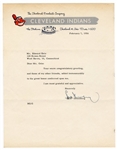 Hank Greenberg Signed Cleveland Browns Letter JSA Authentication