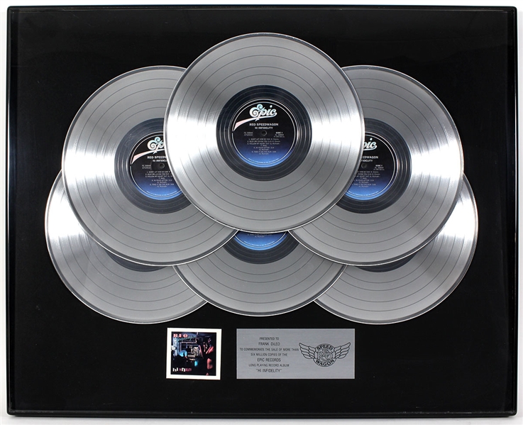 R.E.O. Speedwagon "The Infidelity" Multi-Platinum Record Award Display Presented to Frank DiLeo