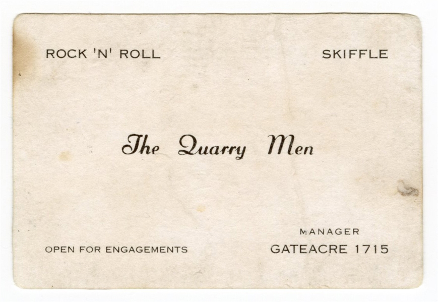 Beatles Original "Quarry Men" Business Card