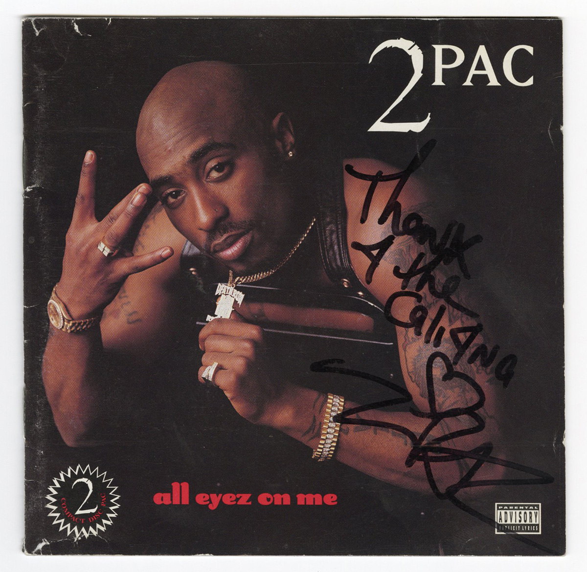 Lot Detail - Tupac Shakur Signed & Inscribed "All Eyez On Me" C.D.