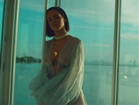 Rihanna Needed Me Music Video Worn Blue Silk Organza Dressing Gown