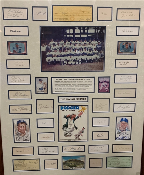 1955 World Champion Brooklyn Dodgers “The Boys of Summer” Team Signed Incredible Display