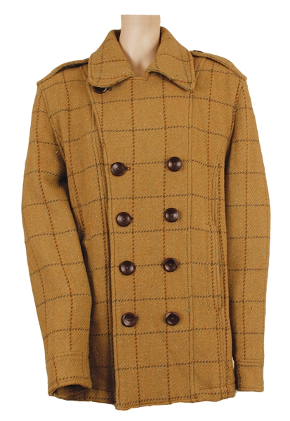 Tupac Shakur Owned & Worn Plaid Coat with Brown Buttons