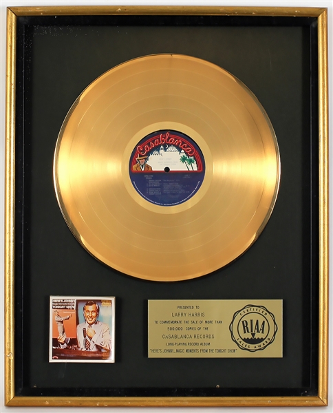 Johnny Carson "Heres Johnny….Magic Moments from the Tonight Show" Original RIAA Gold LP Album Award