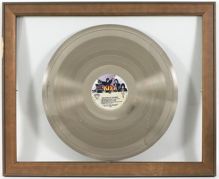 KISS "Creatures of the Night" Original Platinum Album Award Display With Original Mother Disc