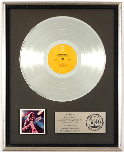 Ted Nugent "Weekend Warriors" Original RIAA Platinum Album Award