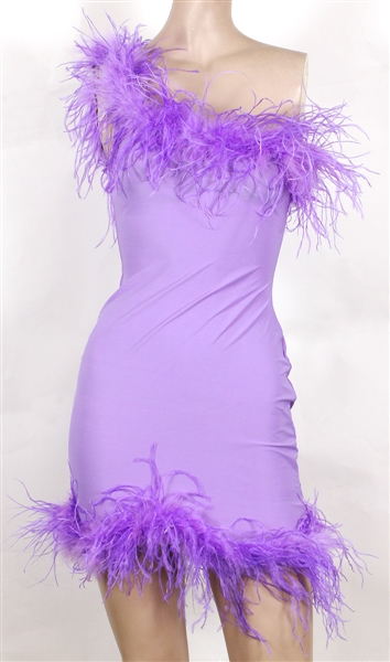 Miley Cyrus Worn Purple Dress with Feathers