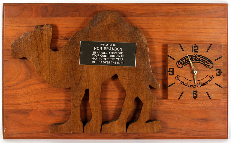 Casablanca Records Original Wooden Camel Clock Wall Display Given to Radio Personality Ron Brandon