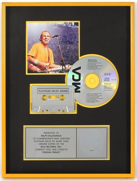 Jimmy Buffett "Feeding Frenzy" Original RIAA Platinum C.D. and Cassette Award