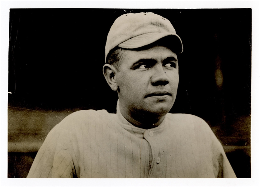 Babe Ruth Red Sox Rookie Original Wire Stamped Photograph 